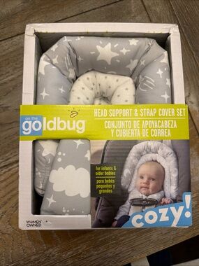 goldbug Gray Star Head Support & Strap Cover Set - Cozy Infant Support